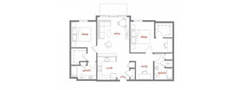 Sequoia Floor Plan at Tivalli Apartments, Lynnwood, Washington