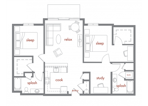 Sequoia Floor Plan at Tivalli Apartments, Lynnwood, Washington