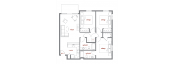Tamarack Floor Plan at Tivalli Apartments, Lynnwood