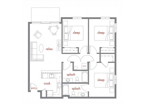 Tamarack Floor Plan at Tivalli Apartments, Lynnwood