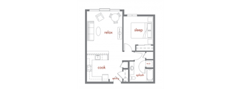 Elm Floor Plan at Tivalli Apartments, Lynnwood, 98087