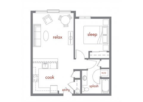 Elm Floor Plan at Tivalli Apartments, Lynnwood, 98087