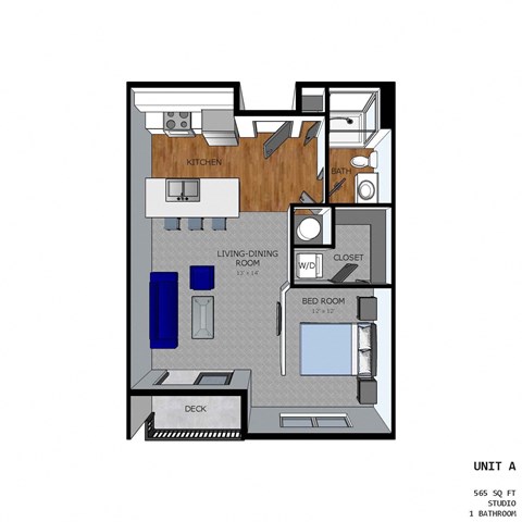 a floor plan of a 1125 sq ft apartment