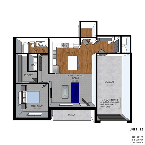 A floor plan of a two bedroom apartment.
