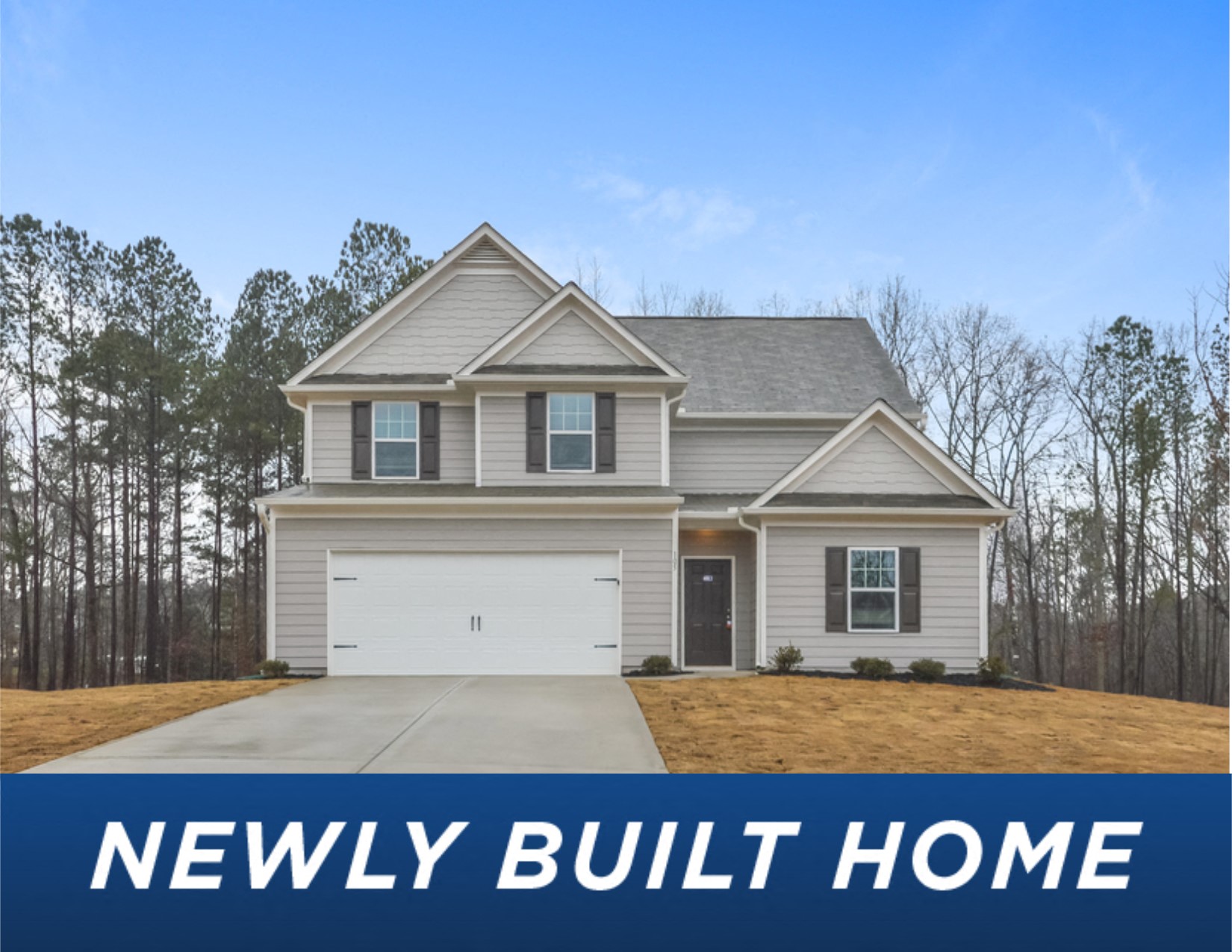 a new build home with a garage door