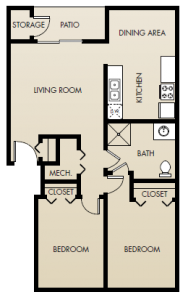 Summit Creek Apartments 2x1 60 Floor Plan