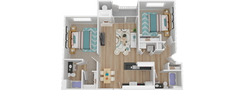 2B 2 Bed 2 Bath Floor Plan at Marina Village Apartments, Sparks, NV, 89434