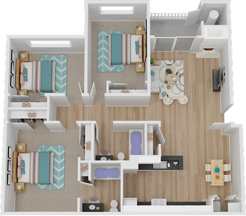 3C 3 Bed 2 bath Floor Plan at Marina Village Apartments, Sparks, NV