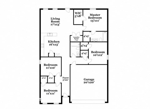 a floor plan of a house with a combination of bedrooms and a living room