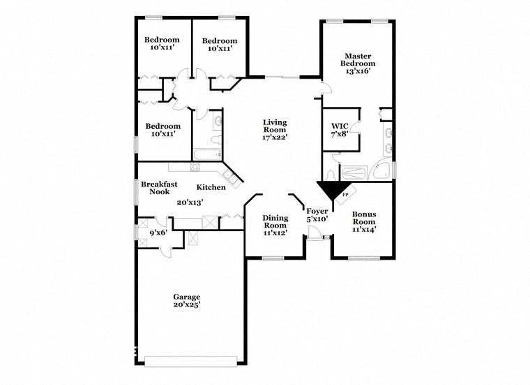 a floor plan of a house with two floors and a garage