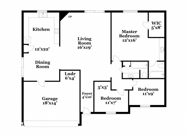 a floor plan of a home with a small kitchen and a living room