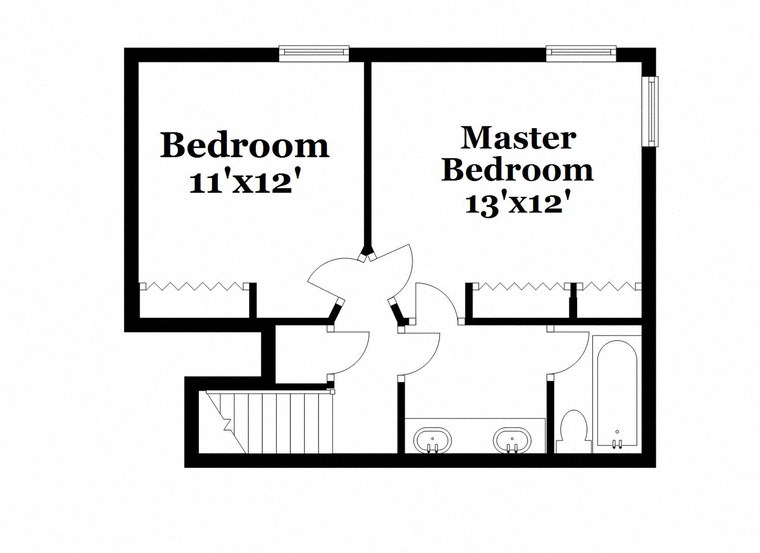 a floor plan of a house with a bedroom and a bathroom
