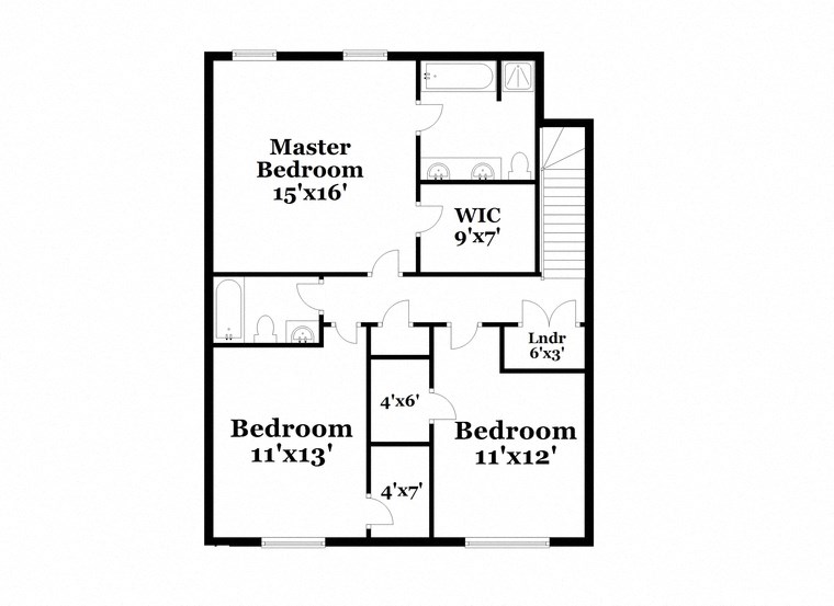 a floor plan of a house with a combination of bedrooms and a large master bedroom
