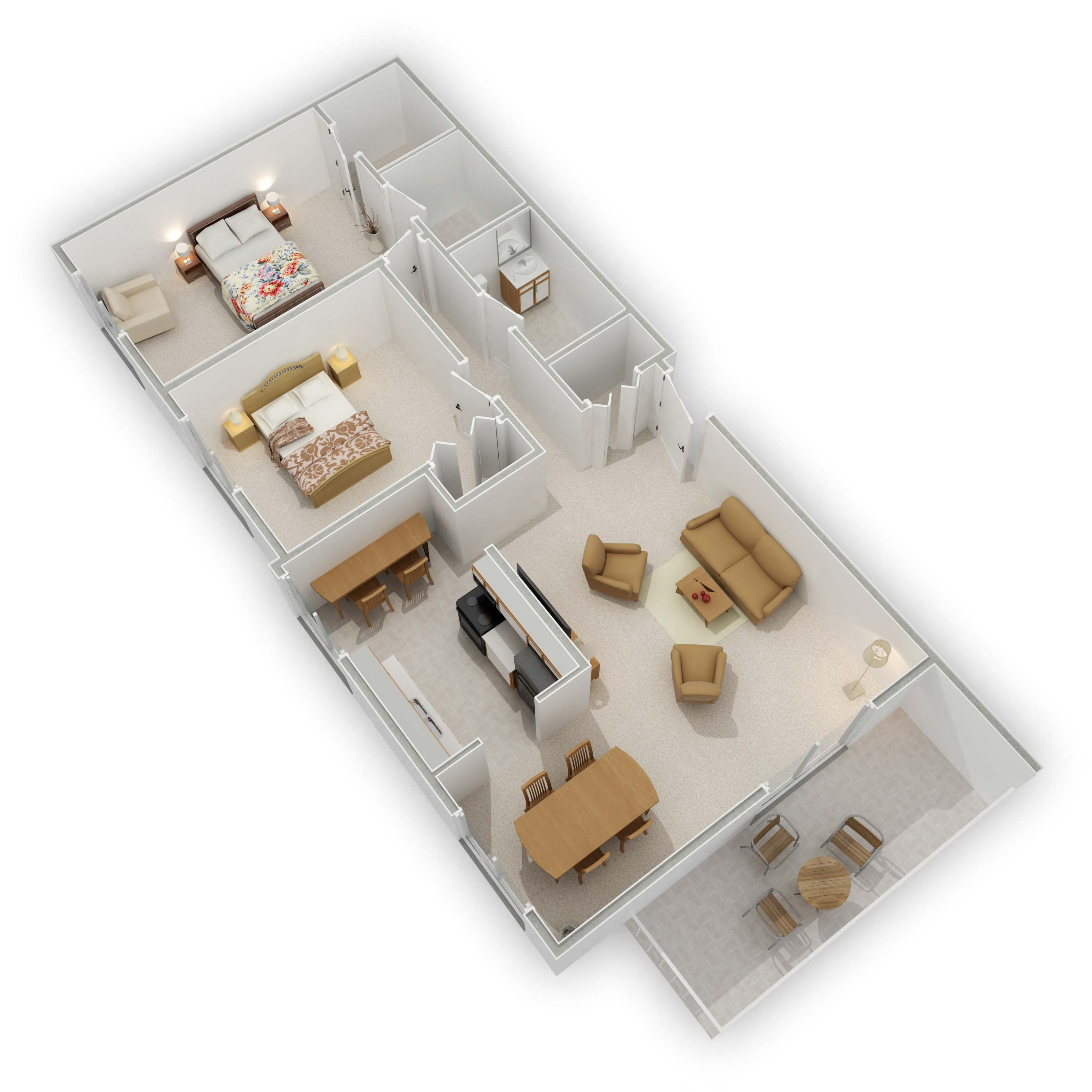 The Pines of Burnsville - Large Two Bedroom Floor Plan (3D)