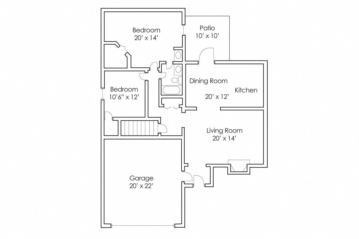 2 Bedroom 1 Bath Twinhome