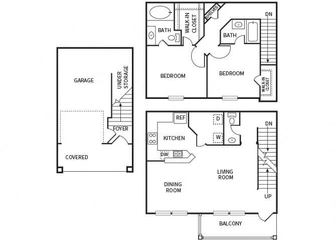 two bedroom floor plan at The Dominion Apartments in Conroe TX