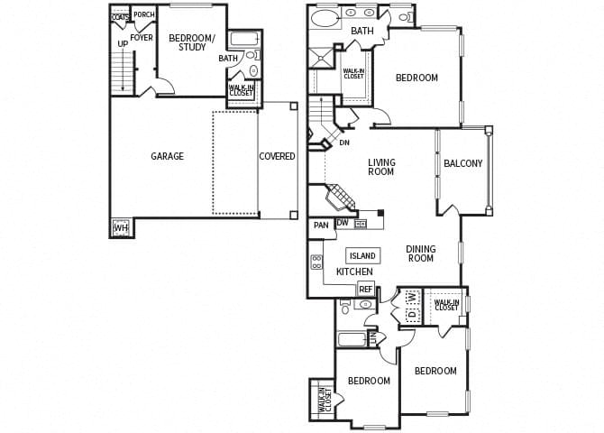 four bedroom floor plan at The Dominion Apartments in Conroe TX