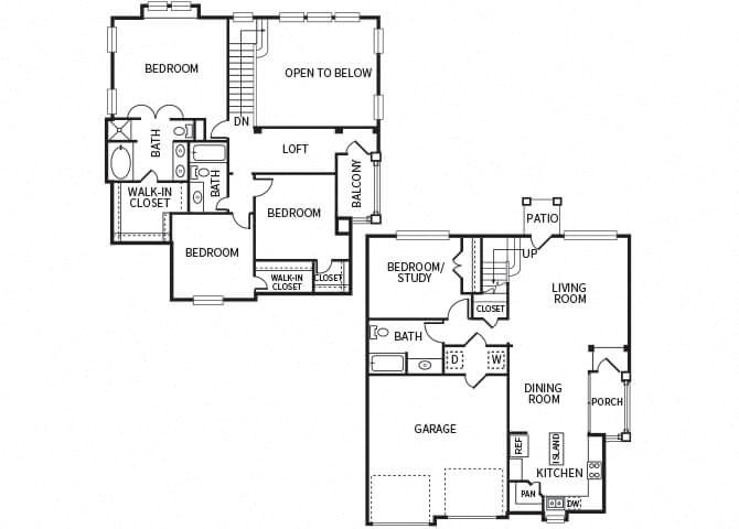 four bedroom floor plan at The Dominion Apartments in Conroe TX