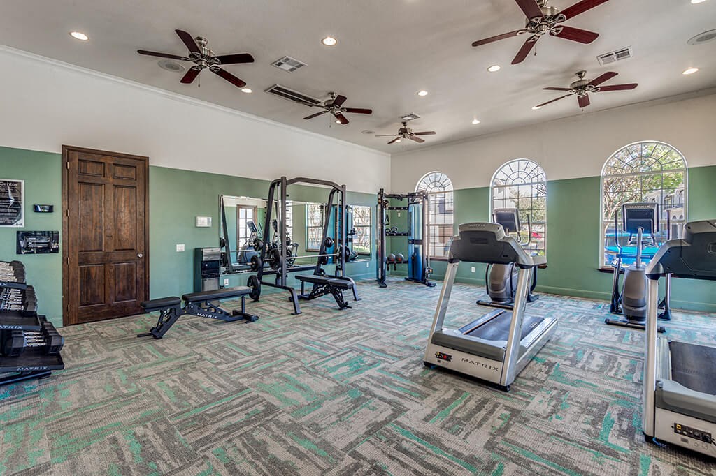 Fitness Center Weights at The Dominion Apartments in Conroe TX