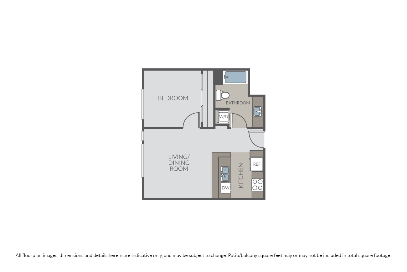 Plan 1A - Open One Bedroom