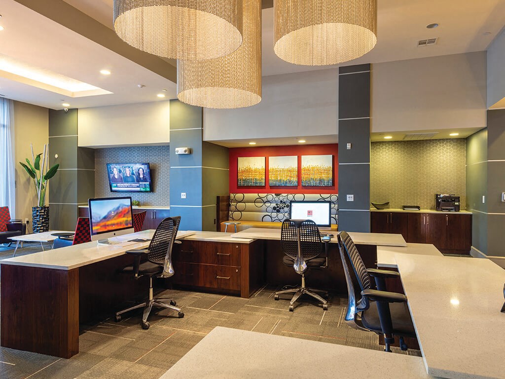 Clubhouse computers at Block 334 Apartments