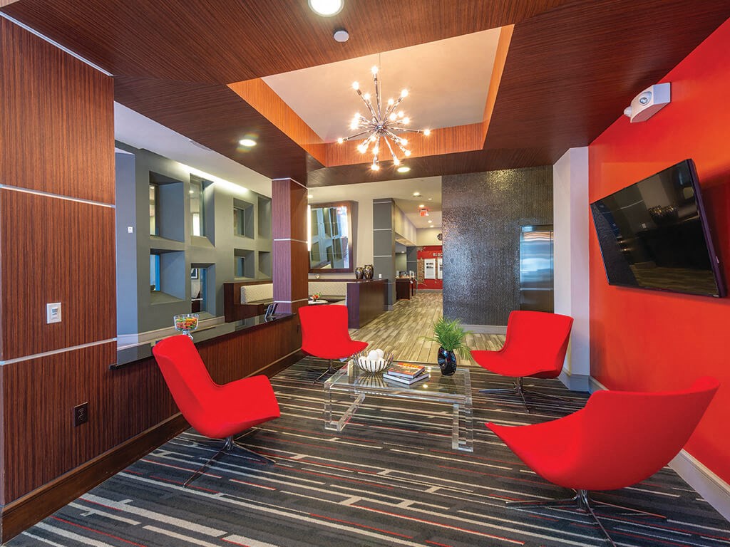 Common area lounge at Block 334 Apartments