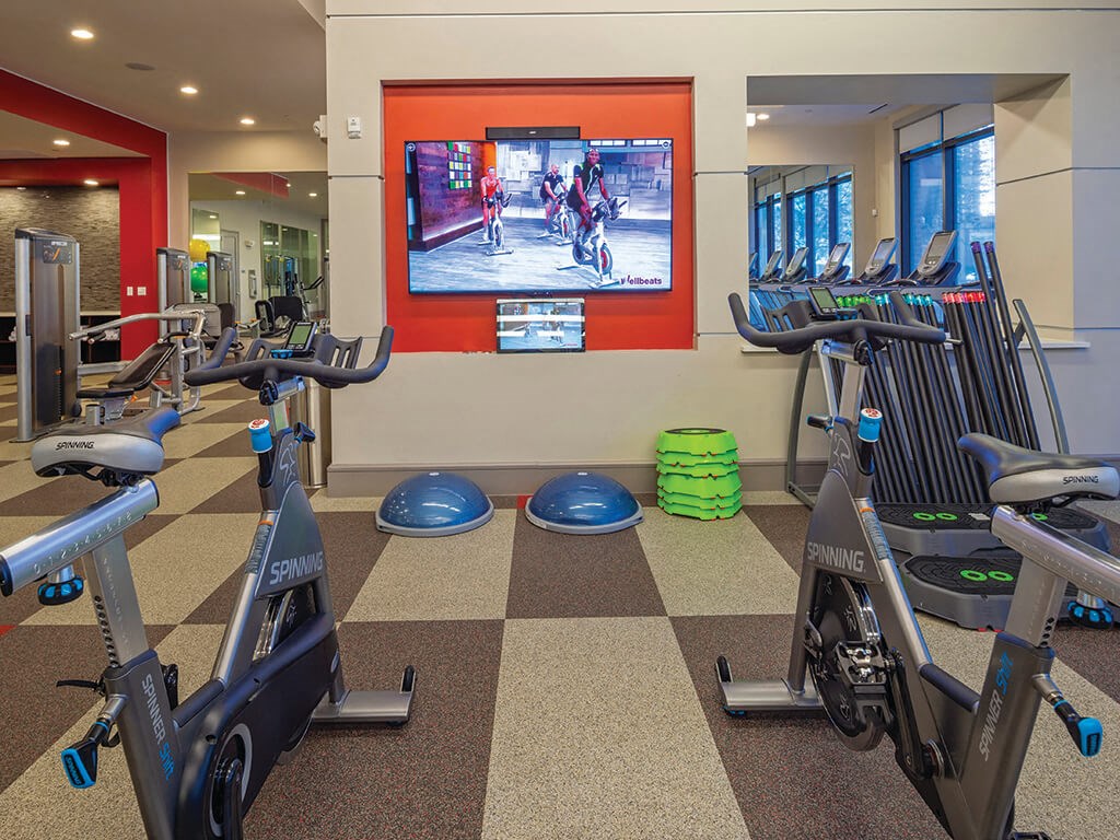 Fitness center at Block 334 Apartments