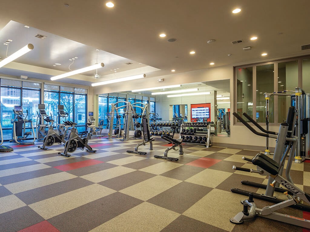 Fitness center at Block 334 Apartments