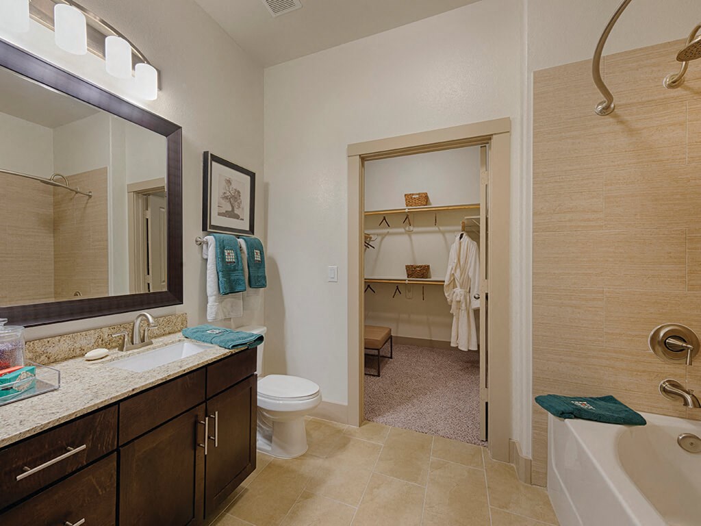 Master bathroom at Block 334 Apartments