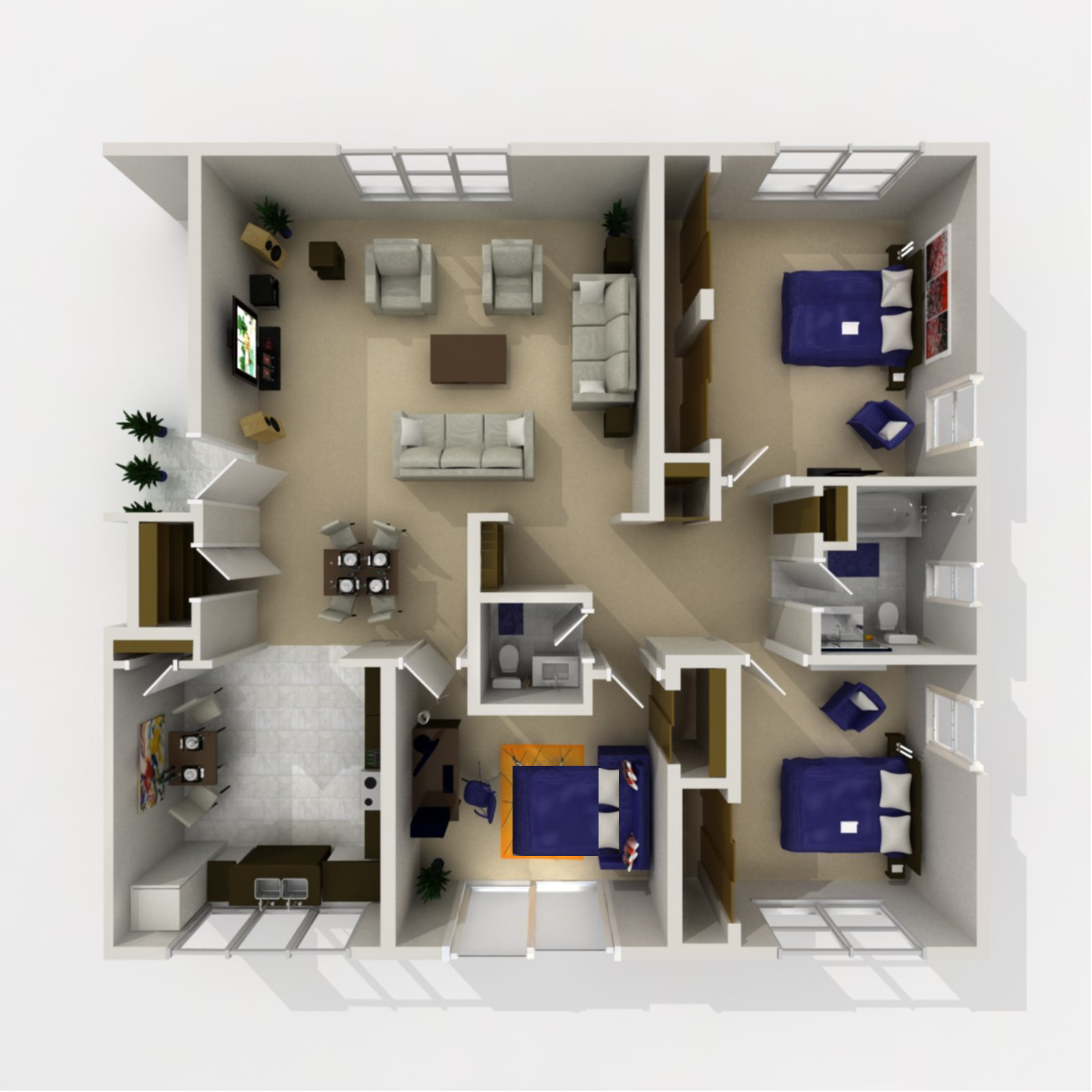 Three Bedroom Apartment 1.5 Bathroom