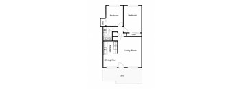 2 Bedroom floor plan for Los Gatos Gardens