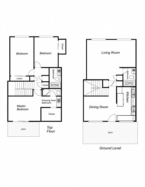 3 Bedroom floor plan for Los Gatos Gardens