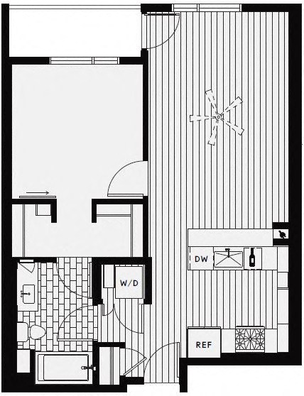 A5 – 1 Bedroom 1 Bath Floor Plan Layout – 760 Square Feet at Vida North Park, San Diego, California