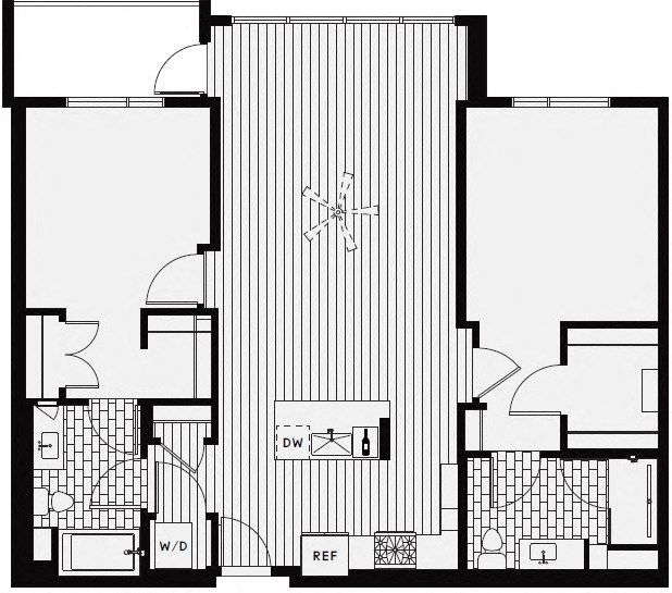 C10 – 2 Bedroom 2 Bath Floor Plan Layout – 1233 Square Feet at Vida North Park, San Diego, California
