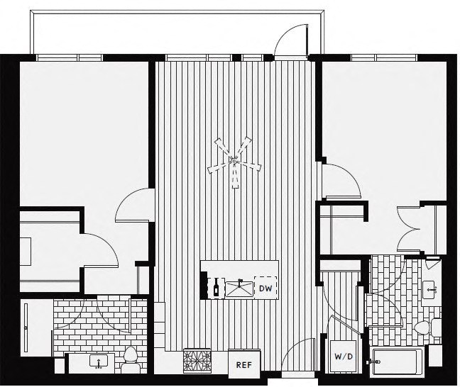 C3 – 2 Bedroom 2 Bath Floor Plan Layout – 1135 Square Feet at Vida North Park, San Diego, CA