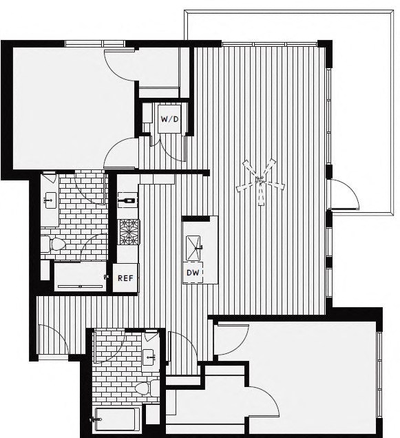 C9 – 2 Bedroom 2 Bath Floor Plan Layout – 1217 Square Feet at Vida North Park, California