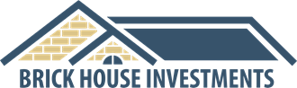 the logo for brick house investments with the words brickhouse investments on a black background