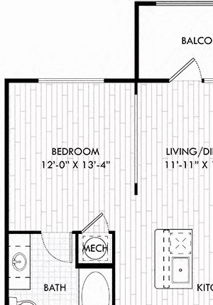 The Green Studio The Green. studio apartment. Kitchen with bartop open to living/dinning room. 1 full bathroom. Walk-in closet. Patio/balcony.