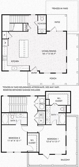 Perkins + yard. 2 bedroom townhome. Kitchen with island open to living/dinning room. 2 full bathrooms + powder room, double vanity in master. Walk-in closets. patio open to yard. 2nd floor balcony.