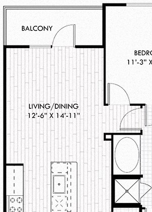 The Romo The Romo. 1 bedroom apartment. Kitchen with bartop open to living/dinning rooms. 1 full bathroom double vanity. Walk-in closet. Patio/balcony.