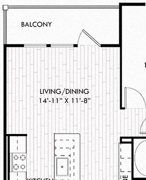 The White The White. 1 bedroom apartment. Kitchen with bartop open to living/dinning rooms. 1 full bathroom double vanity, tub and shower stall. Walk-in closet. Patio/balcony.