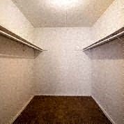 a white room with two closets and a brown rug