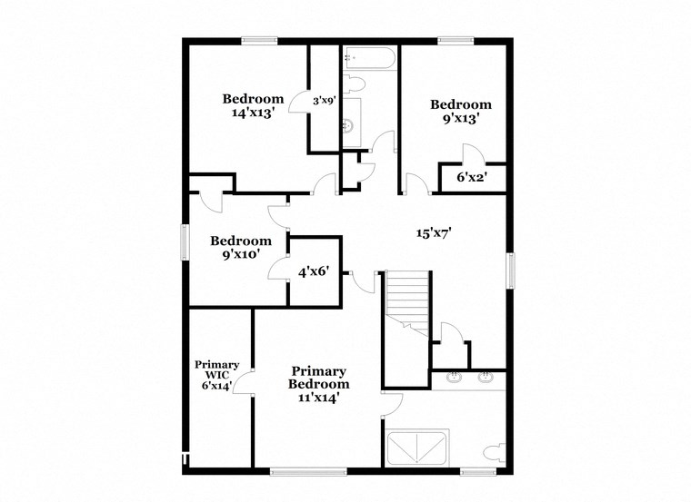 a floor plan of a house with an open floor plan and a staircase