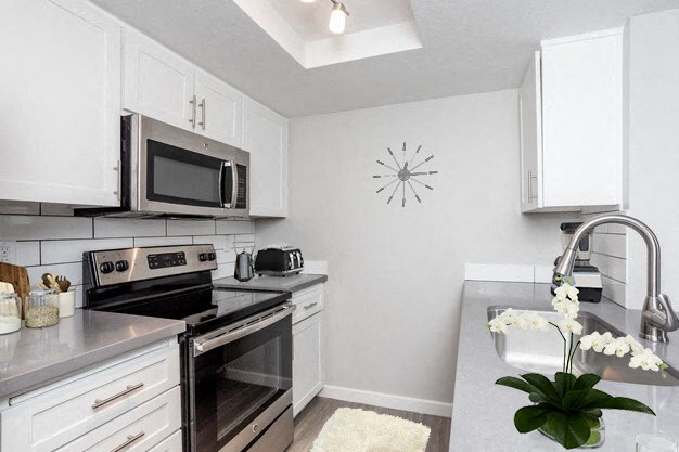 Kitchen with stainless steel appliances