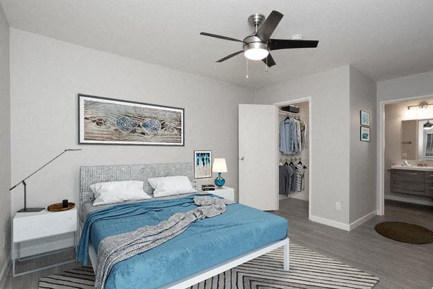 Bedroom with bathroom and closet