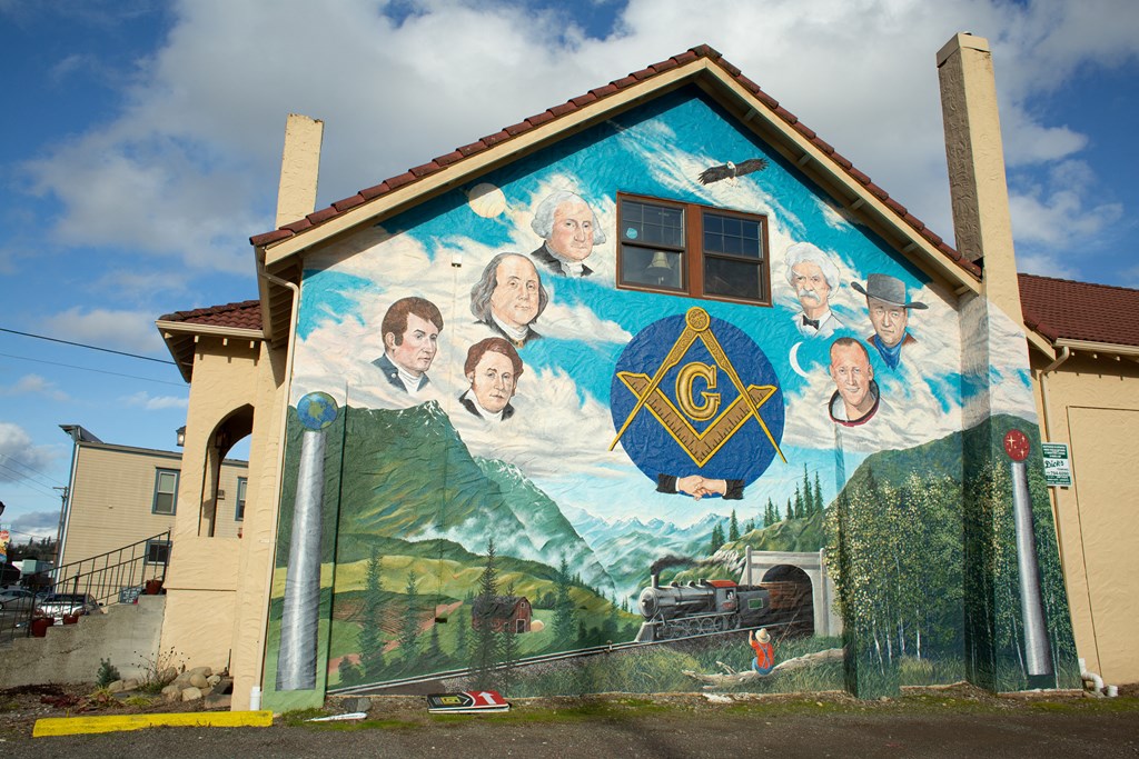 a building with a mural on the side of it