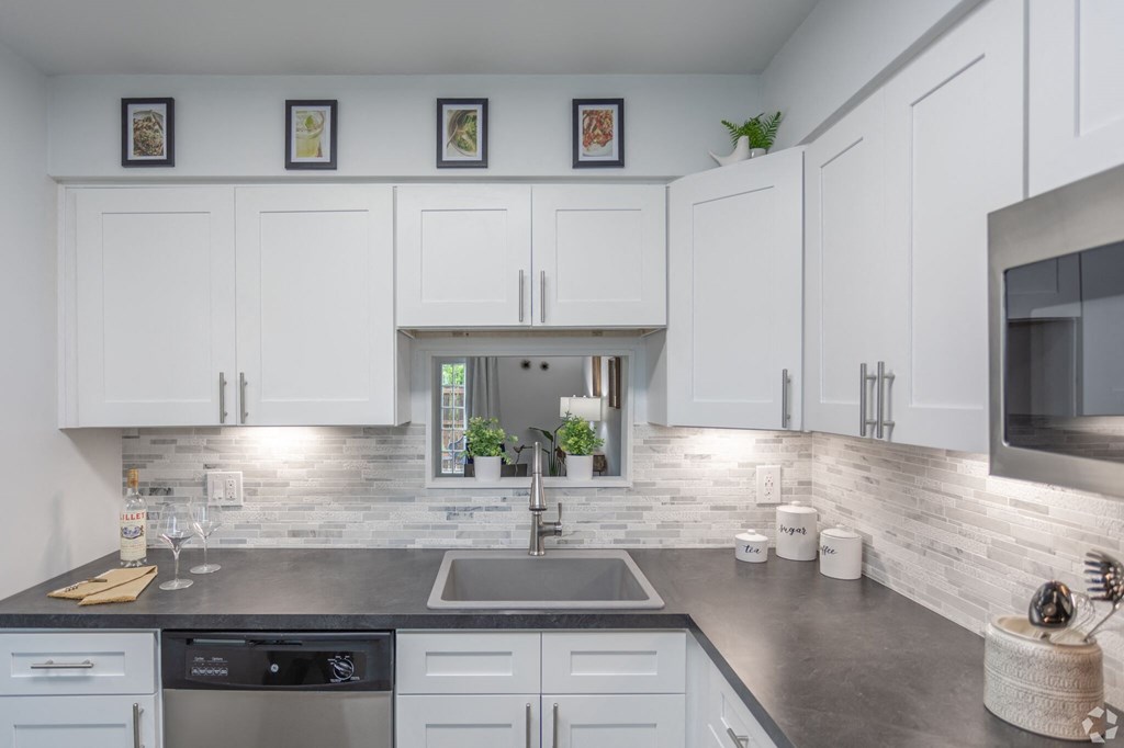 Kitchen With White Cabinetry And Appliances at Townhomes at Galbraith Pointe, Cincinnati
