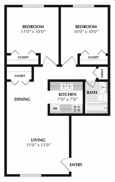 Two Bedroom One Bath