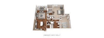 Two Bedroom 2 Bath- 1138 sqft