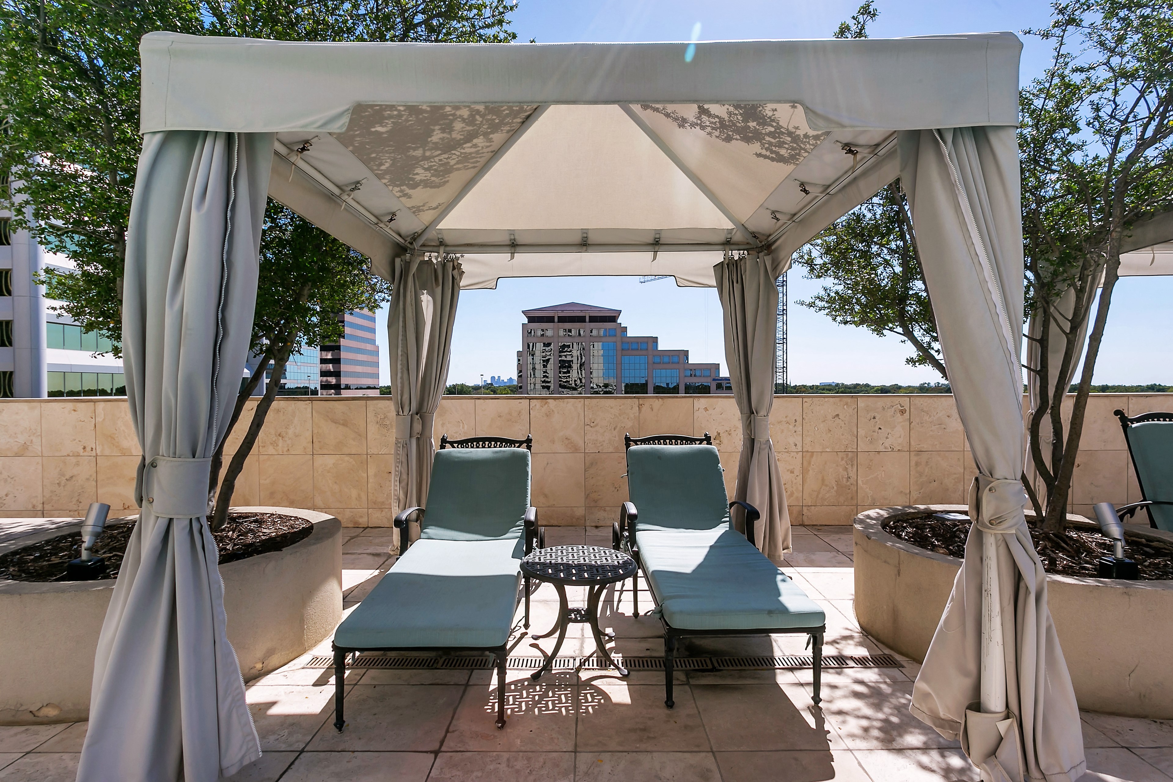 Cabana Lounges with Dallas Skyline Views